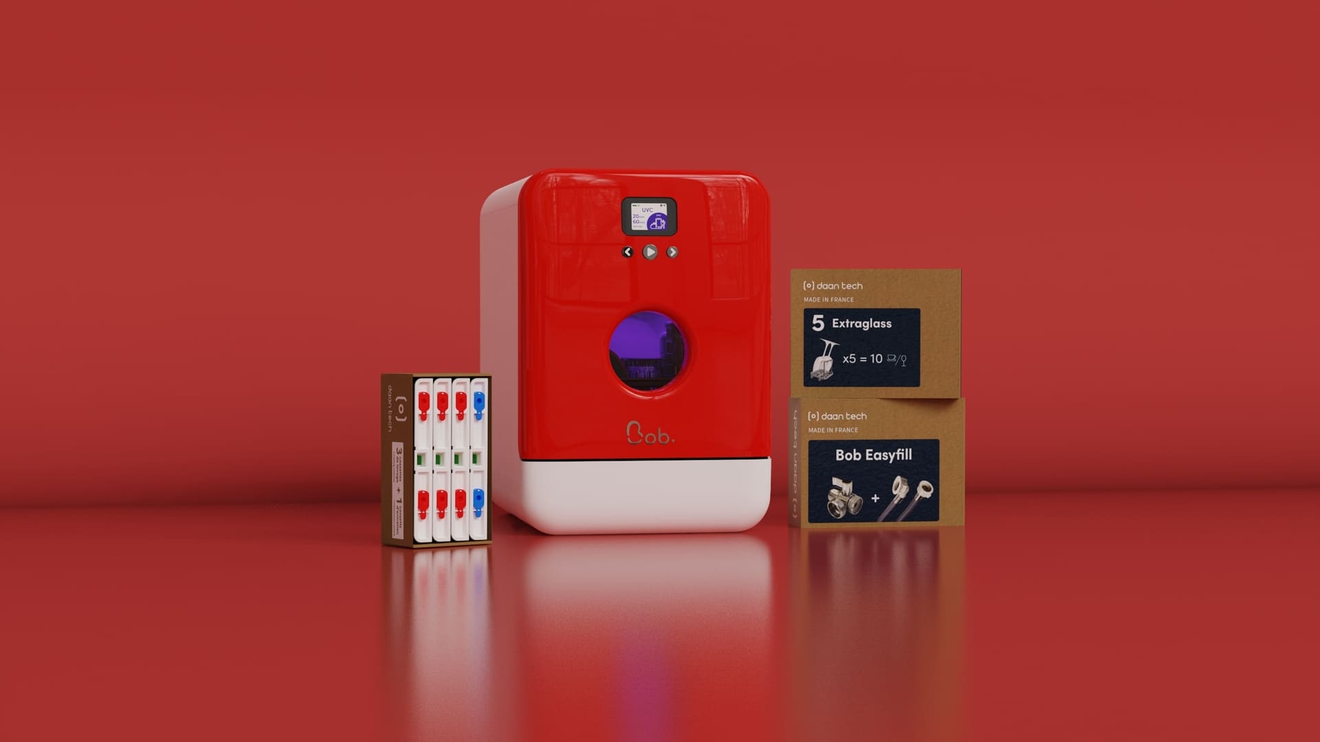 Daan Tech Bob All Options Pack with UV-C — Cherry red door / white body · Bild 1 av 3