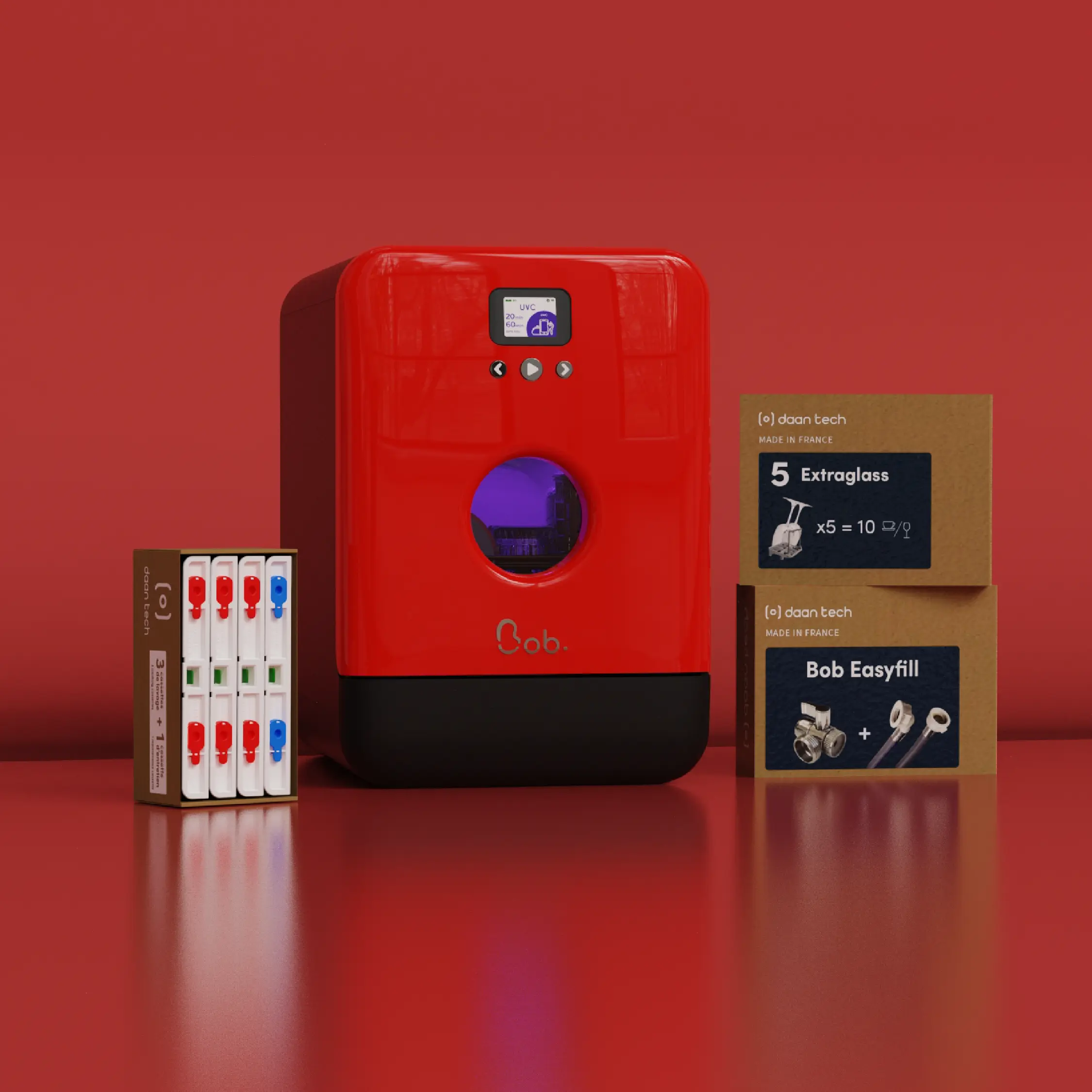 Daan Tech Bob All Options Pack with UV-C — Cherry red door / black body · Bild 1 av 3